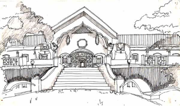 A sketch of Shri Mahalasa Narayani Temple by a famous arcitect, Shri. Amit Shenoy